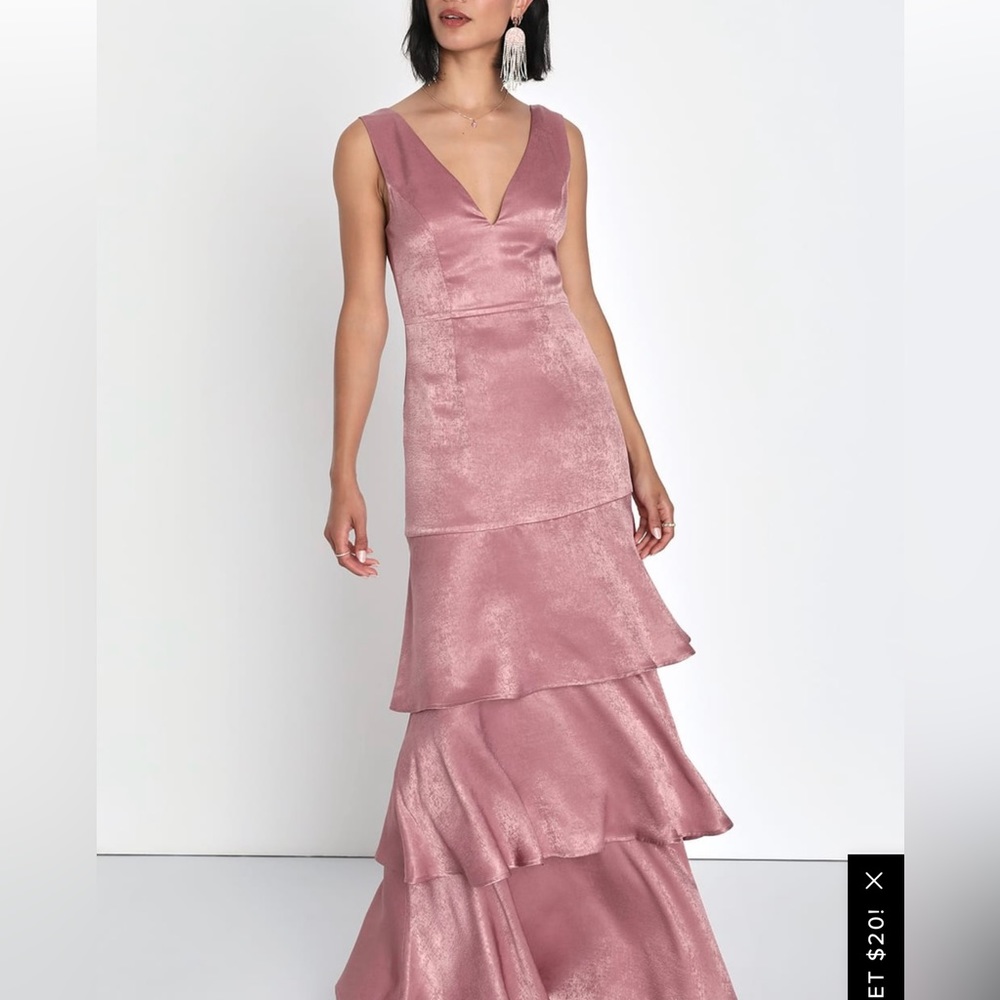 Satin mauve pink tiered dress